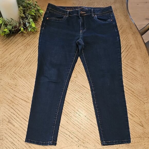 Vera Wang Blue Skinny Ankle Jeans Size 10 - Picture 1 of 10